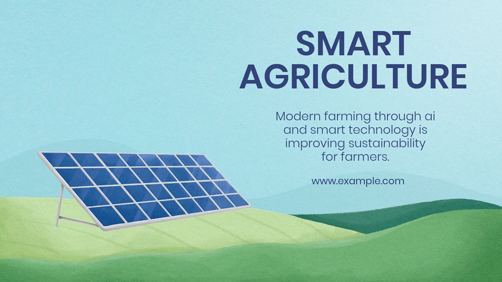 Smart agriculture Youtube thumbnail template, solar panel illustration
