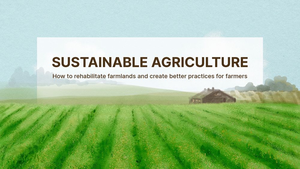 Sustainable agriculture PowerPoint template, watercolor landscape