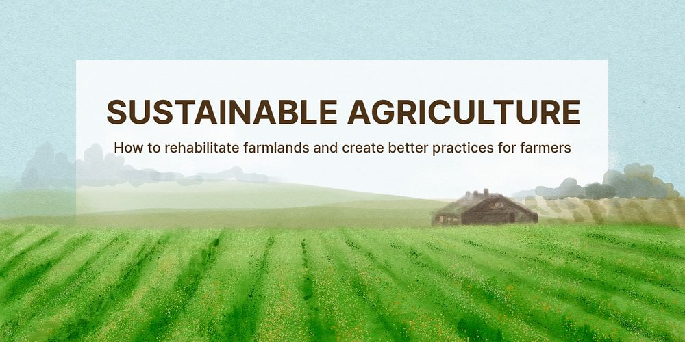 Sustainable agriculture Twitter post template, watercolor landscape