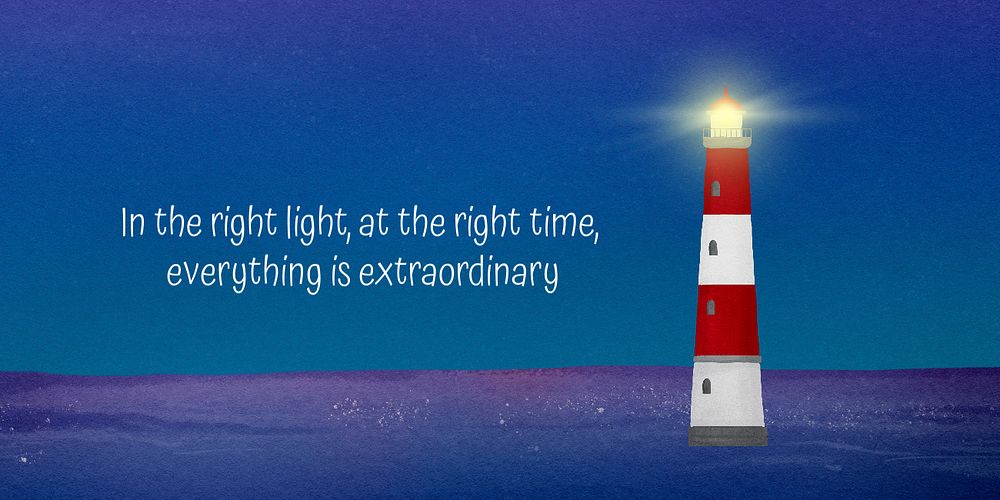 Watercolor lighthouse Twitter post template, nature aesthetic illustration