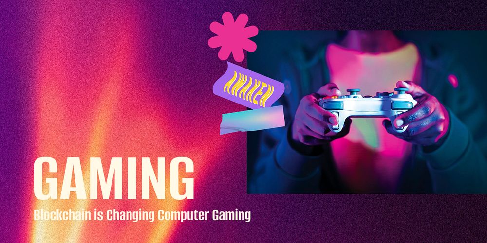 Gaming aesthetic Twitter ad template, cute memphis design