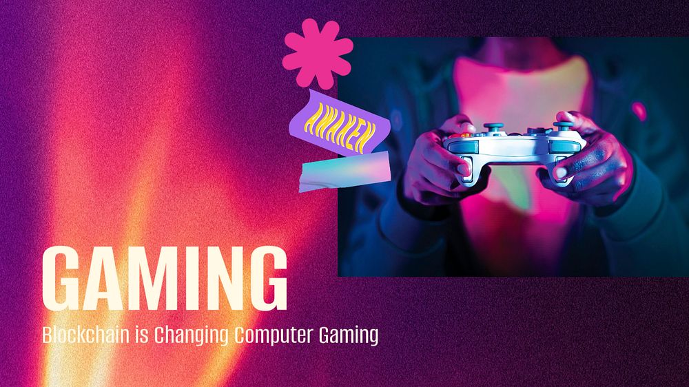 Gaming aesthetic Facebook ad template, cute memphis design
