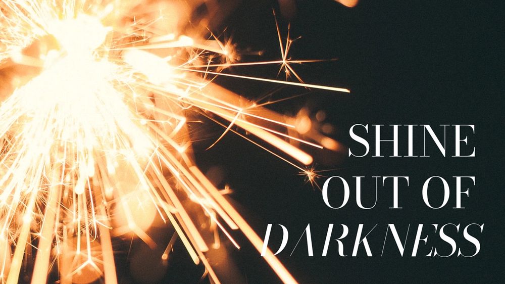Sparkler aesthetic YouTube thumbnail template, shine out of darkness quote