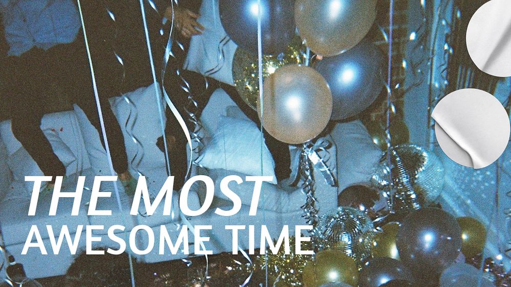 New Year blog banner template, party balloons aesthetic