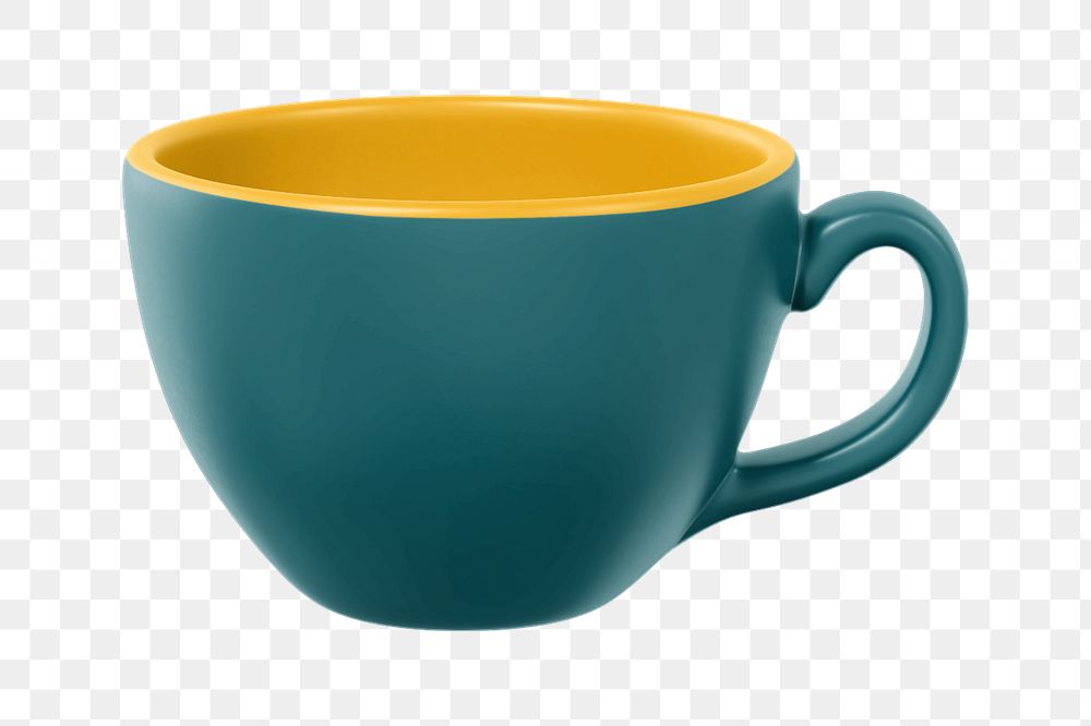 Ceramic coffee cup mockup, teal design