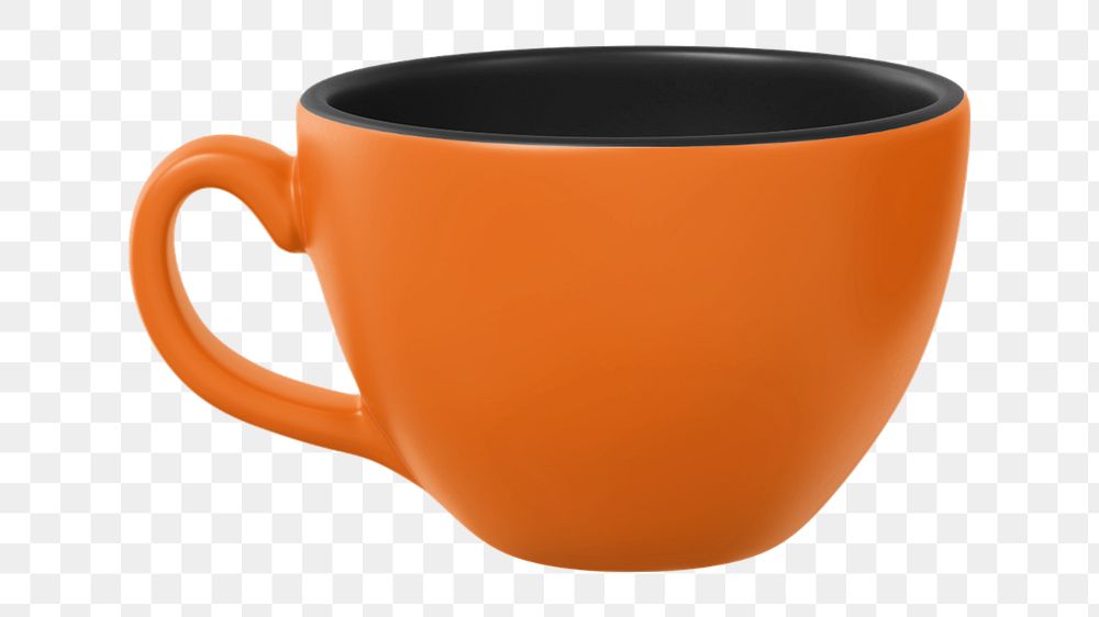 Ceramic coffee cup mockup, orange design