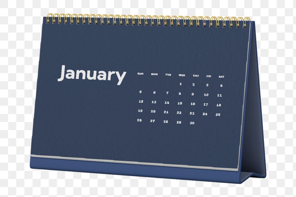 Desk calendar mockup, blue 3D rendering design 