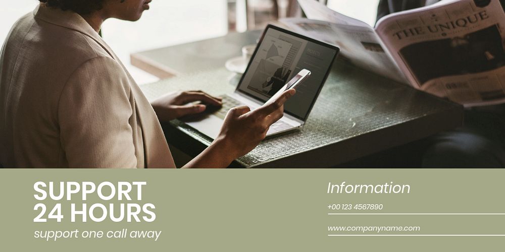Business support Twitter post template, customer service 