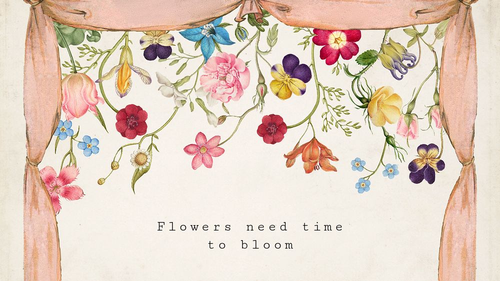 Short quote presentation slide template, vintage botanical design, editable text