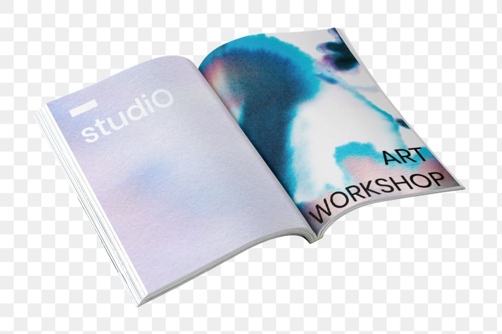 Opened book mockup, art magazine