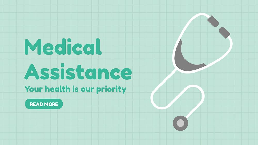 Medical assistance blog banner template, healthcare & hospital design