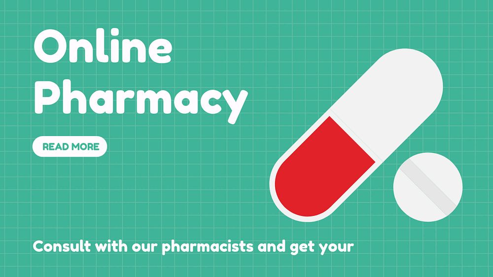 Online pharmacy blog banner template, healthcare & hospital design