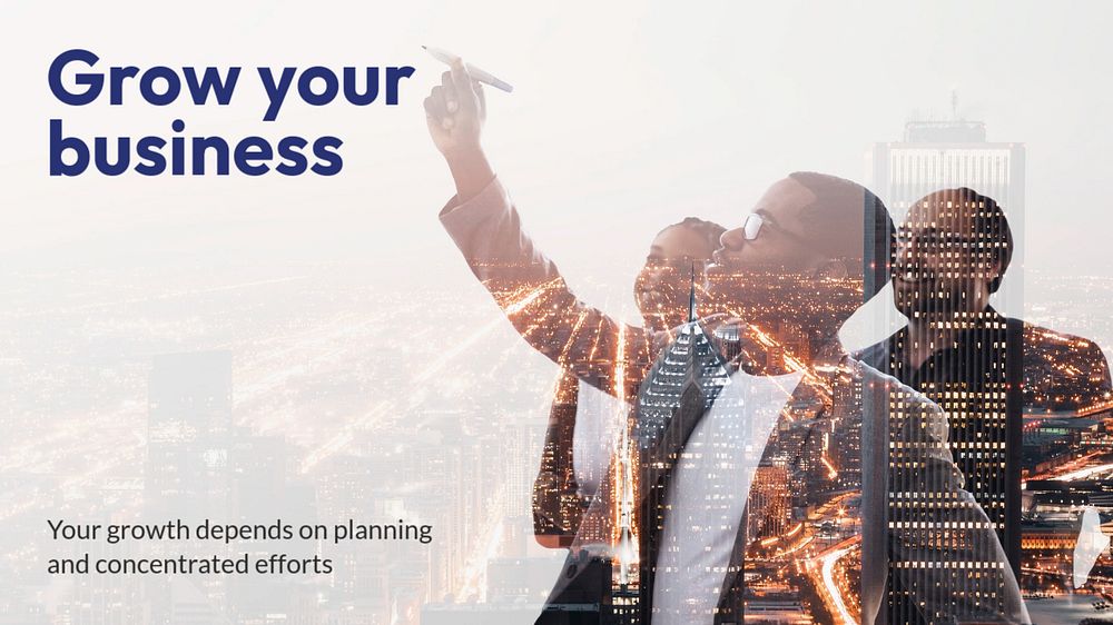 Business, PowerPoint presentation template, editable remixed media design 