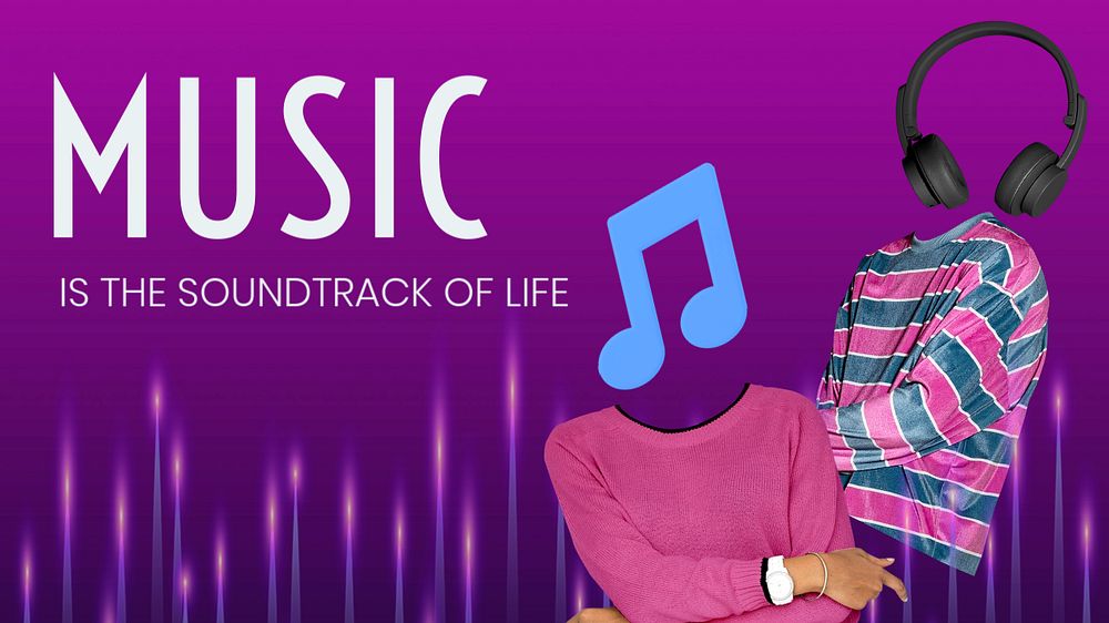 Creative music banner template, people remixed media 