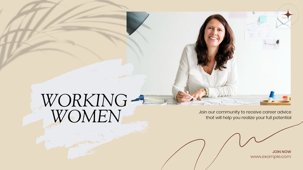 Working women blog banner template, editable design