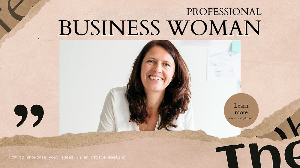 Professional business woman blog banner template, editable design