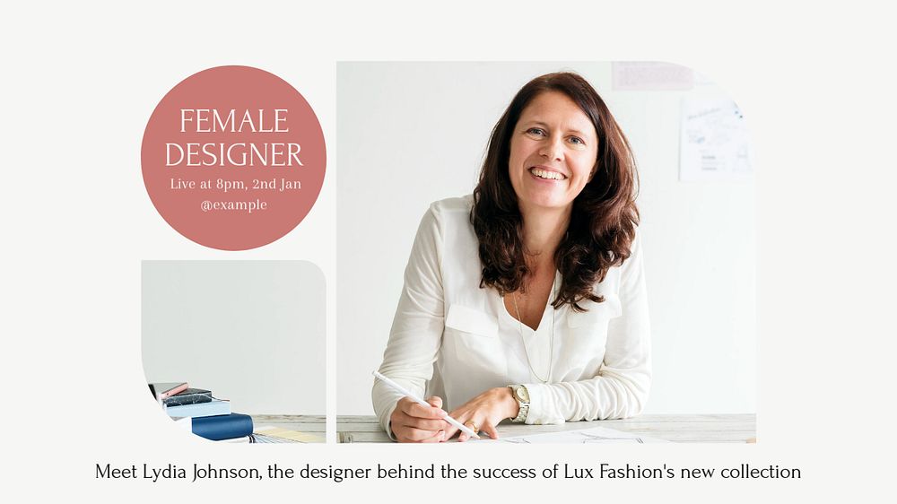 Female designer blog banner template, editable design