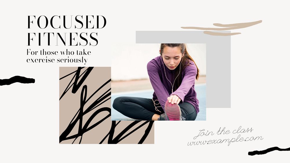 Fitness class blog banner template, editable design