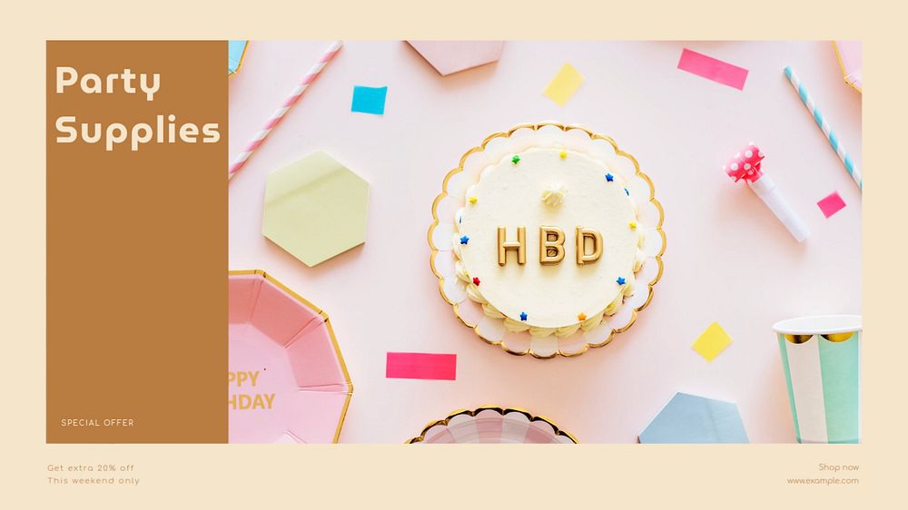 Party supplies blog banner template, editable design