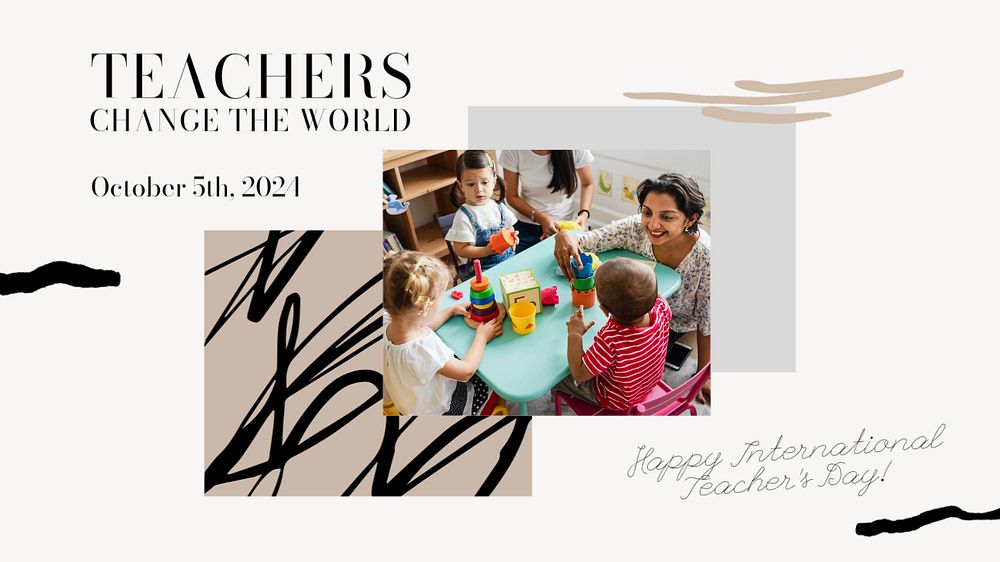 Teacher day blog banner template, editable design