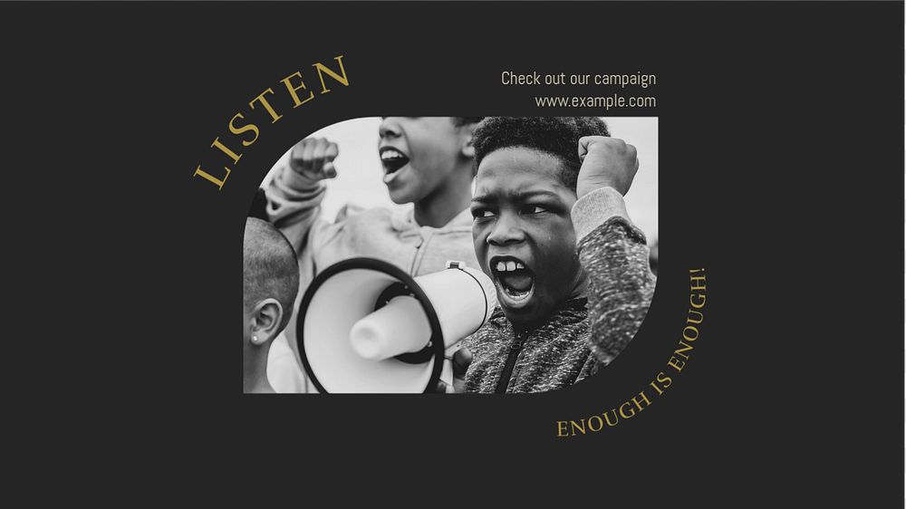 Listen & protest blog banner template, editable design