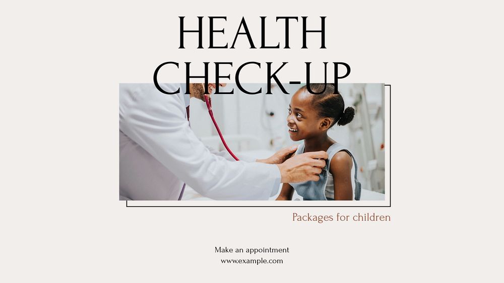 Health check-up blog banner template, editable text