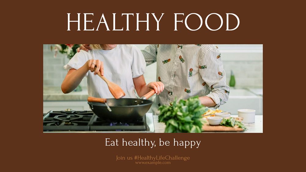 Healthy food blog banner template, editable design