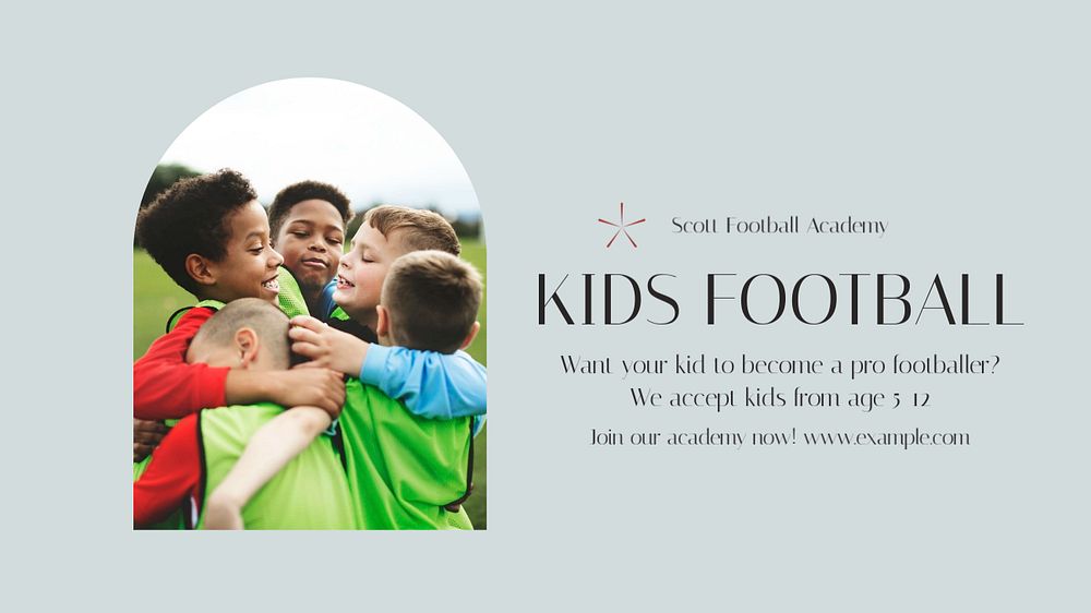 Kids football blog banner template, editable design