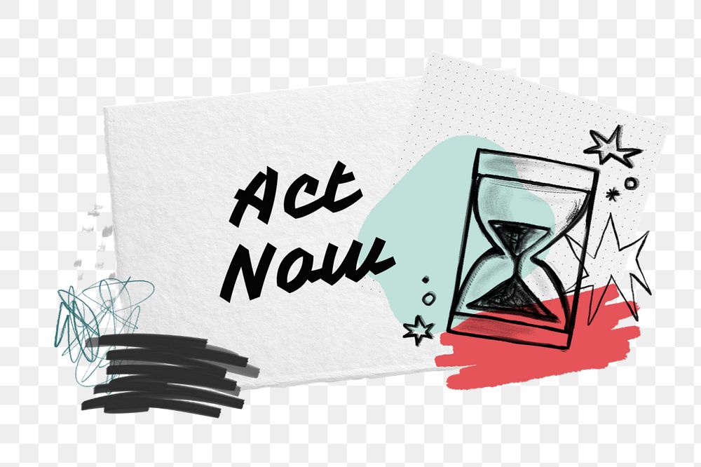 Act now png element, editable word design