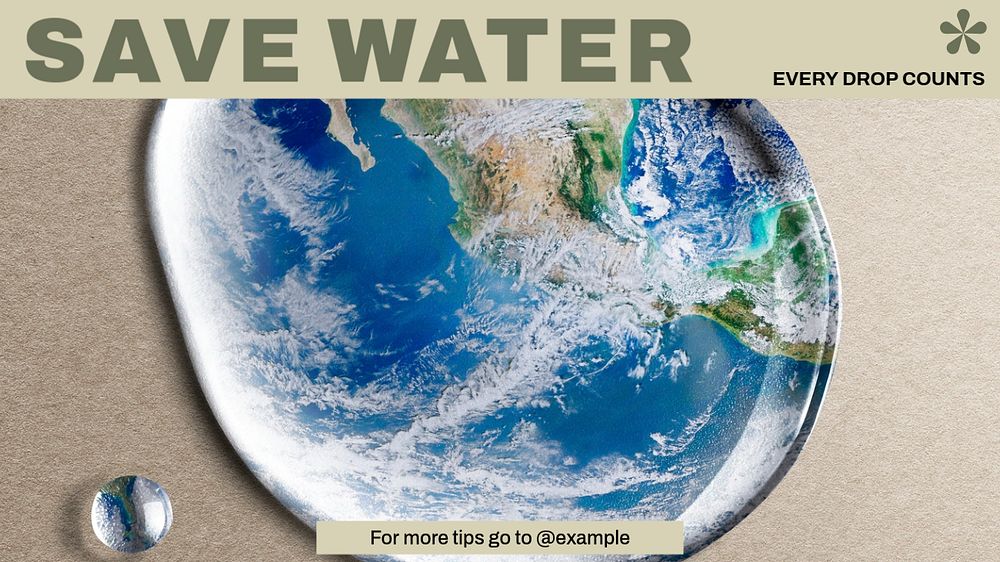 Save water blog banner template, editable design