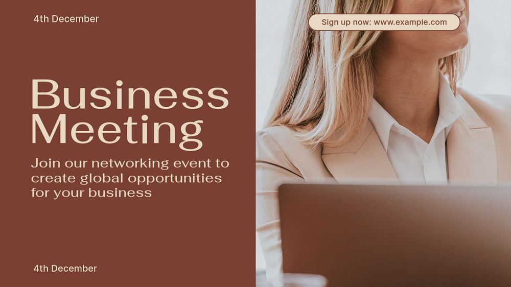 Business meeting blog banner template, editable design