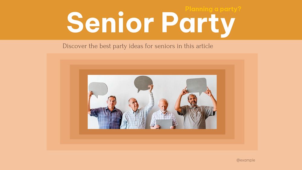 Senior party blog banner template, editable design