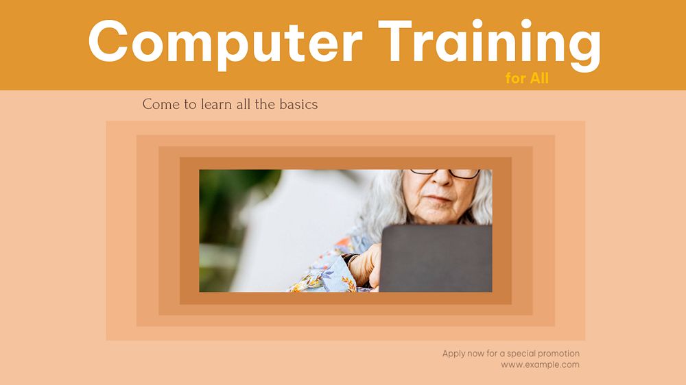 Computer training blog banner template, editable design