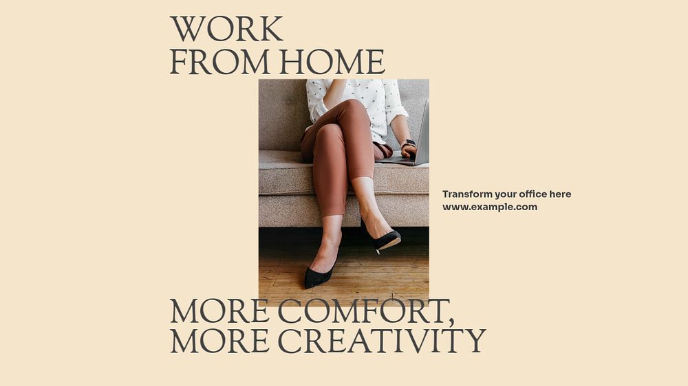 Work from home blog banner template, editable design