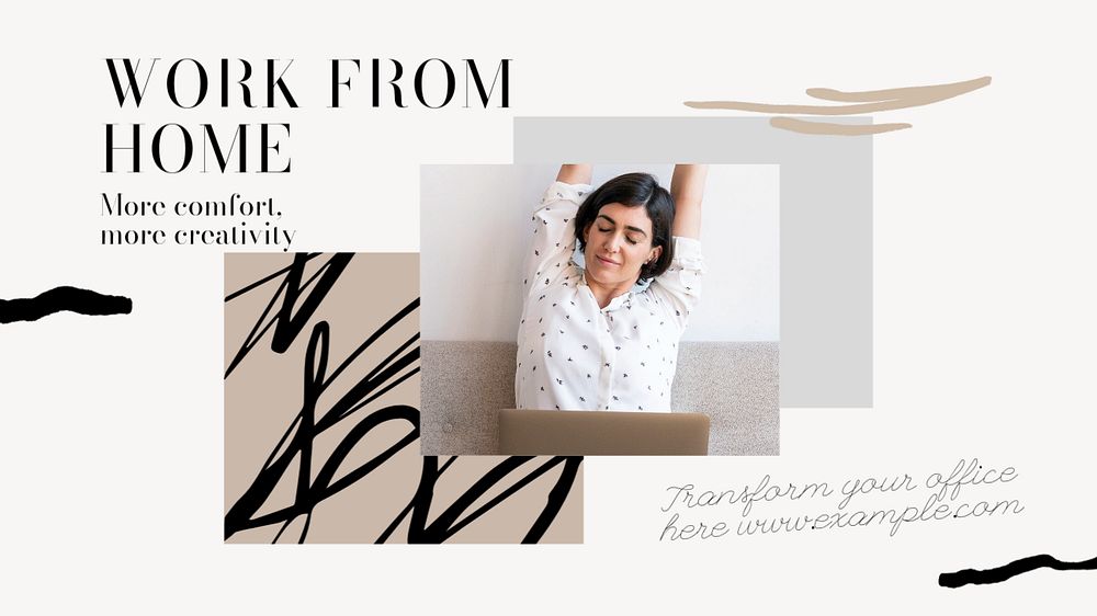 Work from home blog banner template, editable design