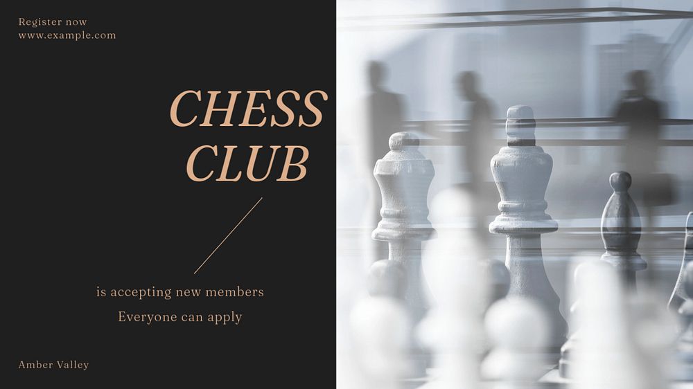 Chess club blog banner template, editable design