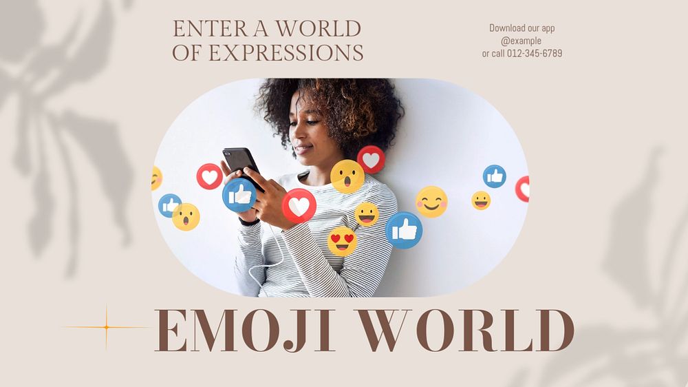 Emoji world blog banner template, editable design