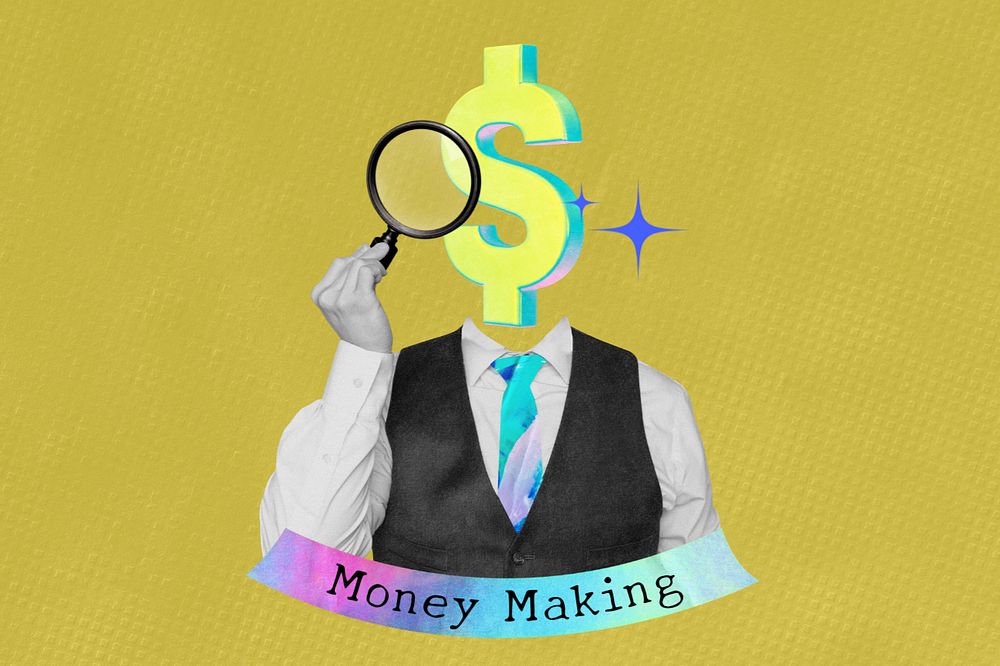 Financial planning, editable money making word collage remix