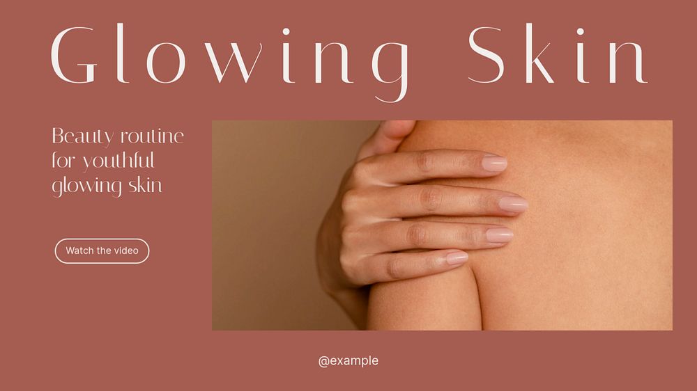 Glowing skin routine blog banner template, editable design