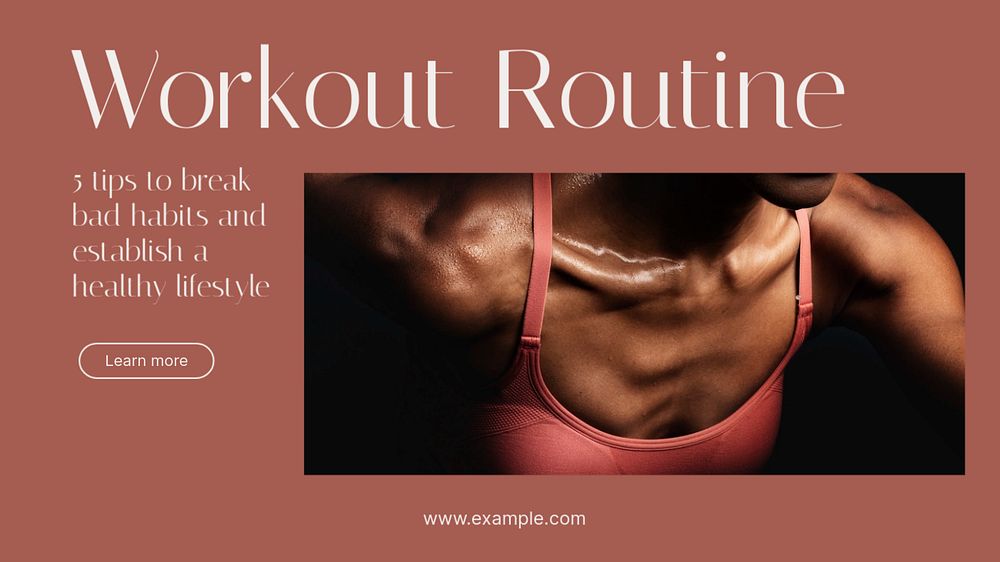 Workout routine blog banner template, editable design