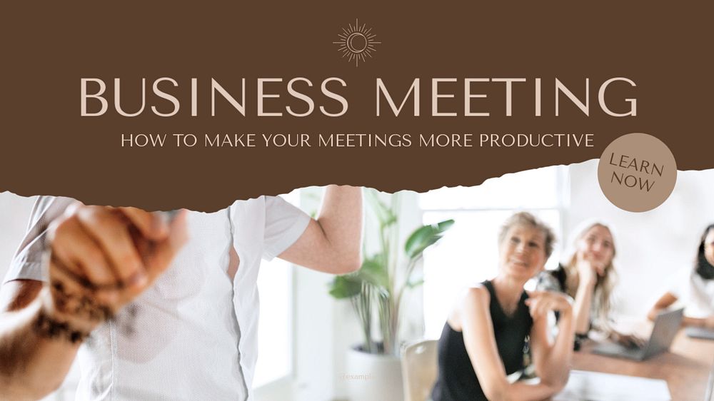 Business meeting blog banner template, editable design