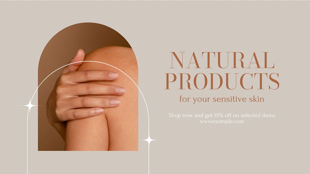 Natural skincare blog banner template, editable design