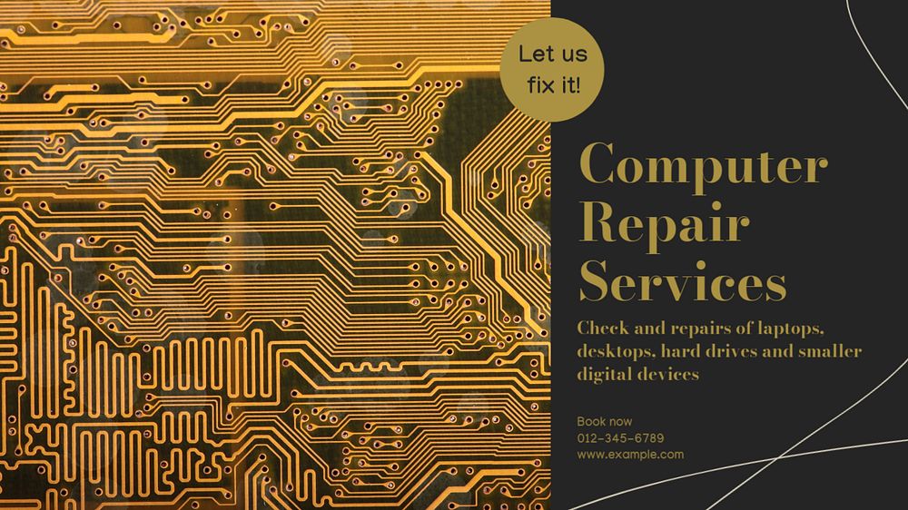 Computer repair blog banner template, editable design