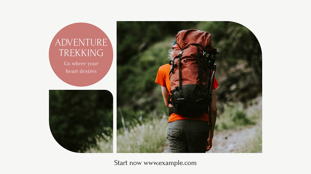 Adventure trekking blog banner template, editable design