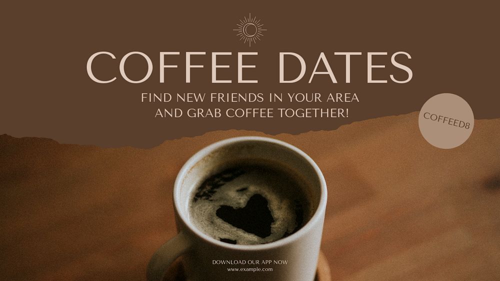 Coffee dates blog banner template, editable design