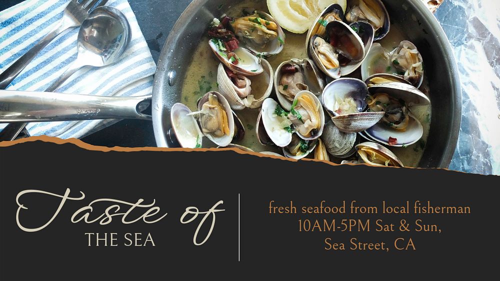 Seafood restaurant blog banner template, editable design