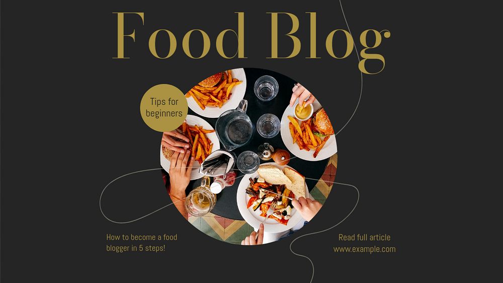 Food blog blog banner template, editable design