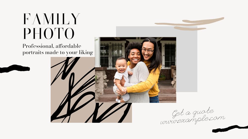 Family photo blog banner template, editable design