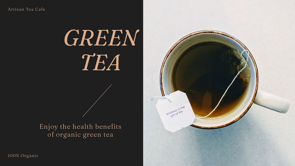 Green tea blog banner template, editable design