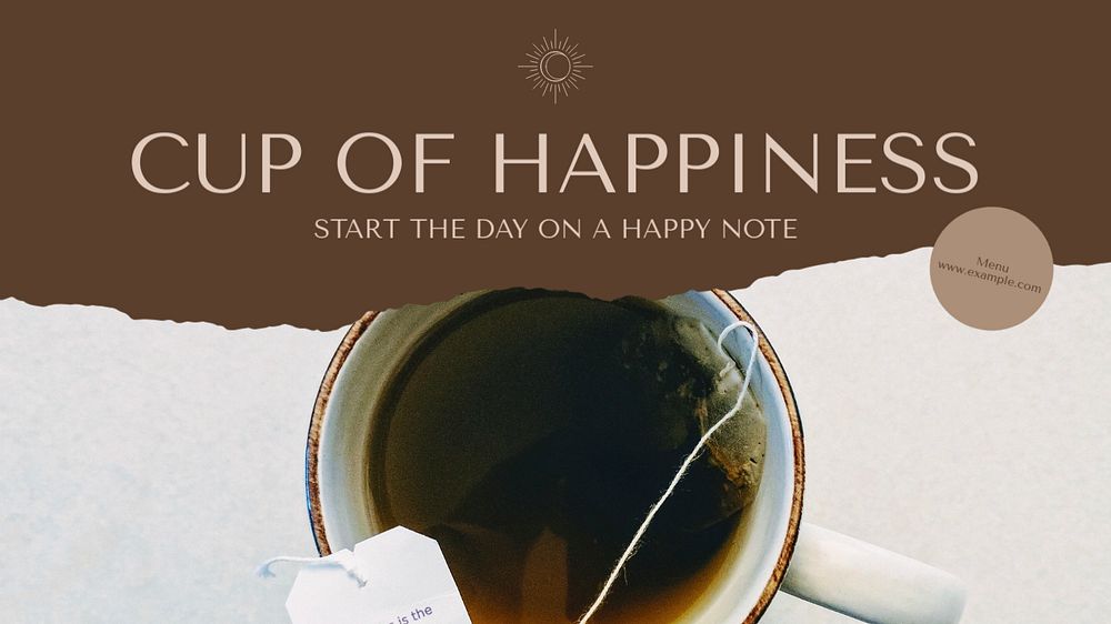 Cup of happiness blog banner template, editable design